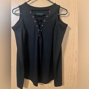 Cold shoulder lace up long sleeve